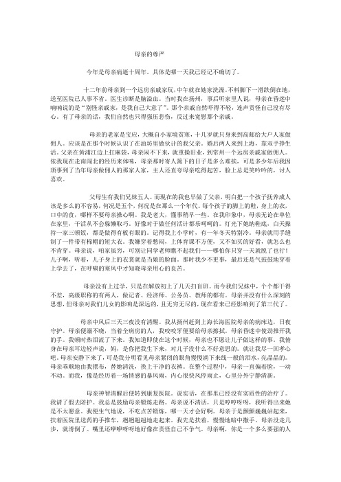 母亲是尊严