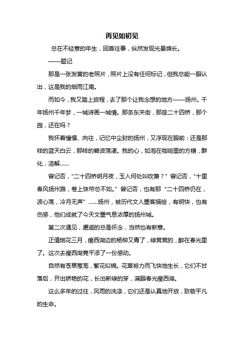 初一作文：再见如初见作文800字