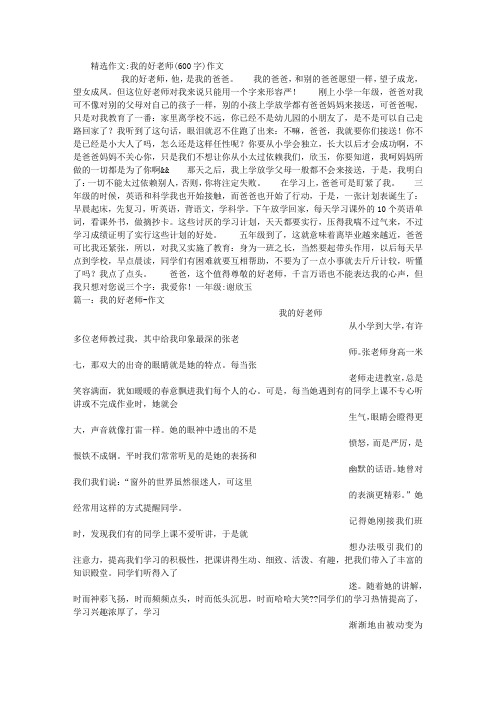 我的好老师(600字)作文