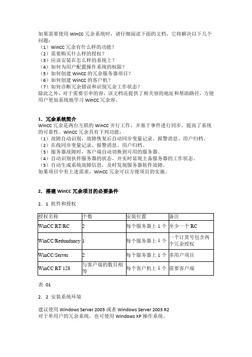 wincc冗余问题
