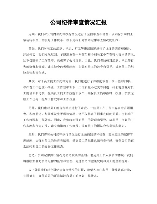 公司纪律审查情况汇报