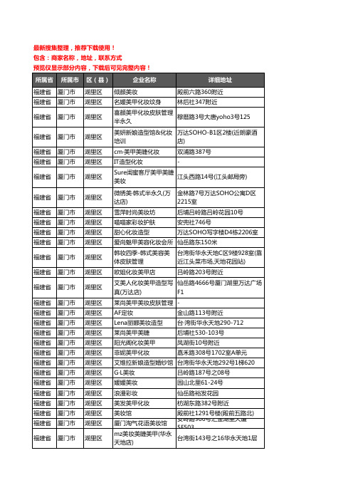 新版福建省厦门市湖里区彩妆企业公司商家户名录单联系方式地址大全38家