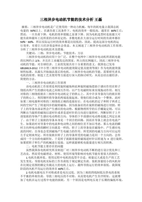 三相异步电动机节能的技术分析 王磊