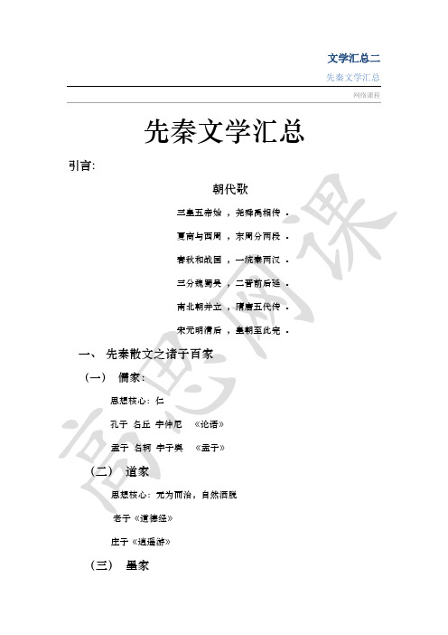 六年级下01-中国古代文学汇总-第一课：先秦文学汇总