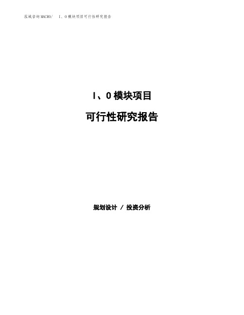 I、O模块项目可行性研究报告(可编辑)
