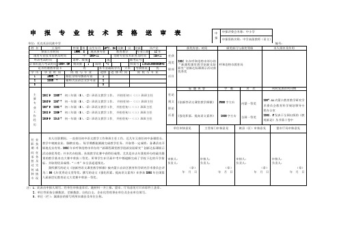 申报专业技术送审表(王龙吟)