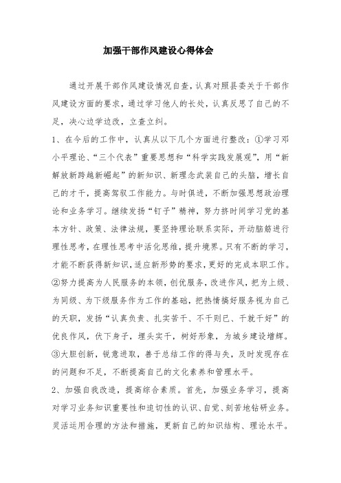 加强干部队伍建设心得体会