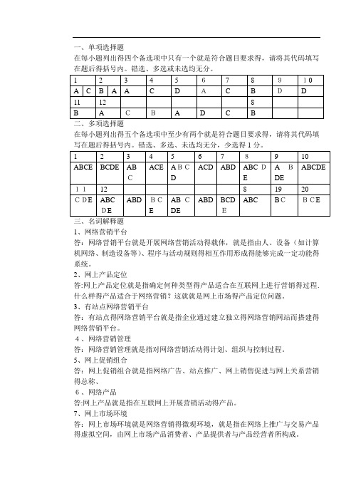 网络营销与策划复习资料(答案)