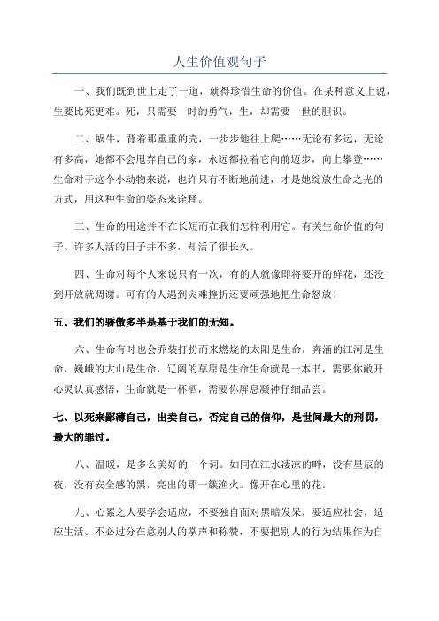 人生价值观句子