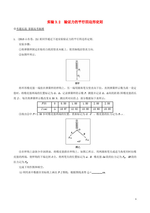 2019年高考物理13个抢分实验专题3.2验证力的平行四边形定则抢分巧练