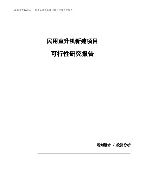 民用直升机新建项目可行性研究报告 (1)