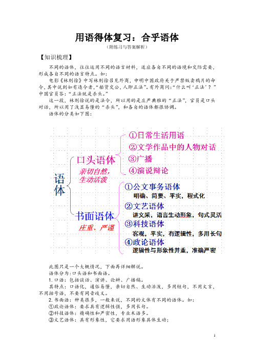 用语得体复习：合乎语体(附练习与答案解析)