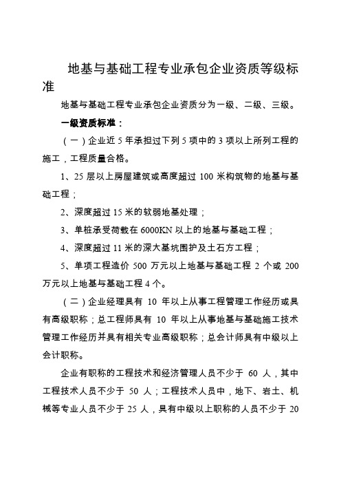 专业资质标准