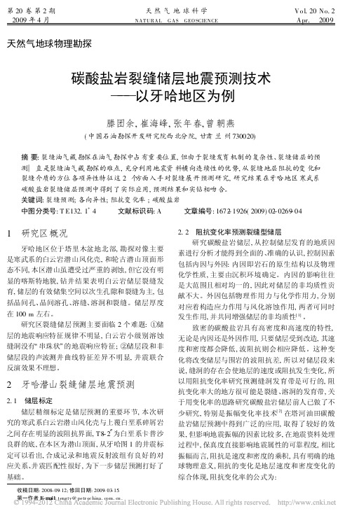 碳酸盐岩裂缝储层地震预测技术_以牙哈地区为例_滕团余