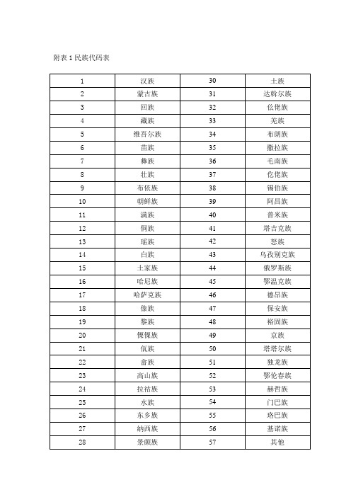 体质健康填民族代码