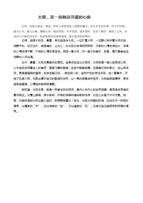 太极,是一首触动灵魂的心曲
