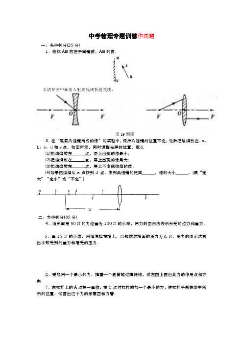 中考物理专题训练作图题(简单)