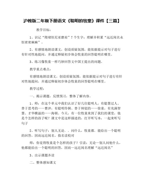 沪教版二年级下册语文《聪明的牧童》课件【三篇】