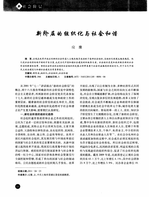 新阶层的组织化与社会和谐
