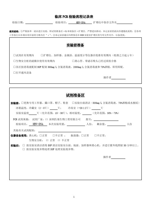 实用pcr流程表