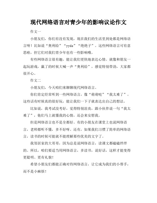 现代网络语言对青少年的影响议论作文