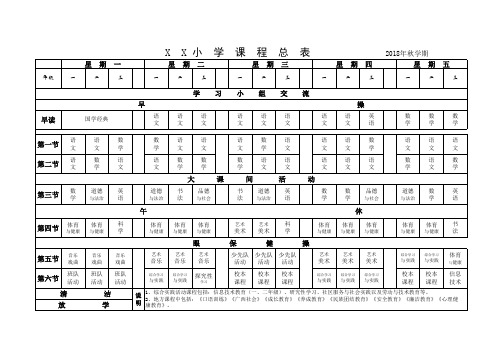 2018年秋课程总表