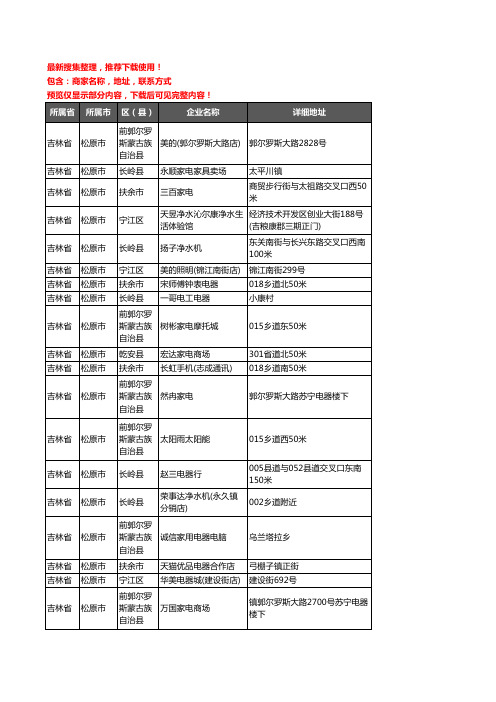 新版吉林省松原市家用电器企业公司商家户名录单联系方式地址大全435家