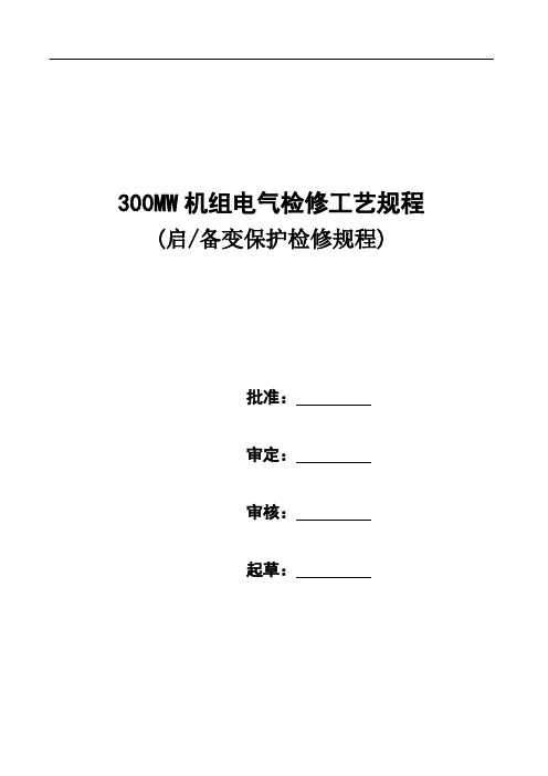 电力系统启备变保护检修规程