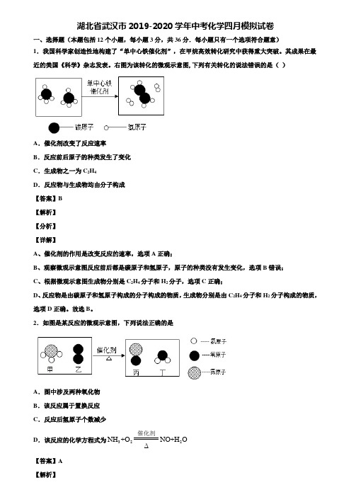 湖北省武汉市2019-2020学年中考化学四月模拟试卷含解析