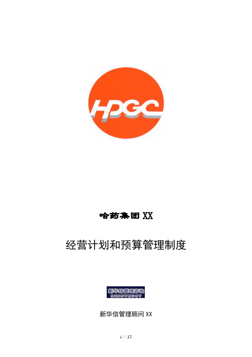 哈药集团-经营计划和预算管理制度final
