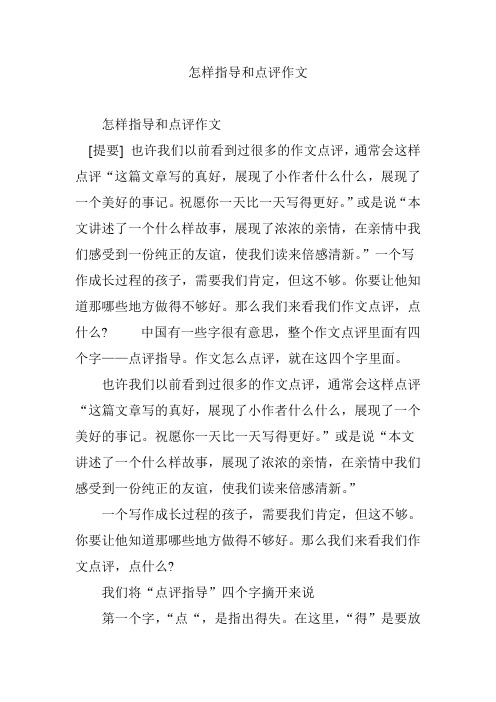 怎样指导和点评作文