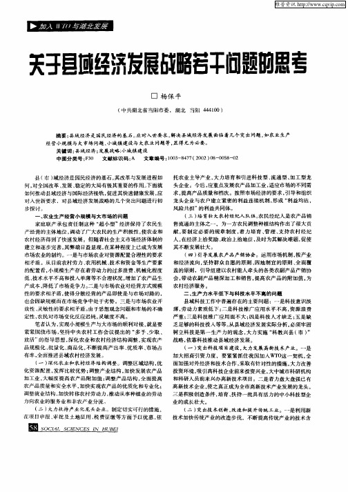 关于县域经济发展战略若干问题的思考