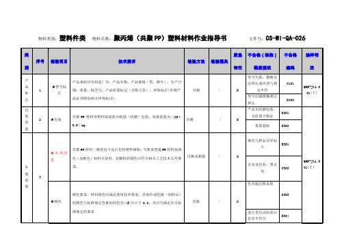 聚丙烯(共聚PP)塑料材料检验作业指导书