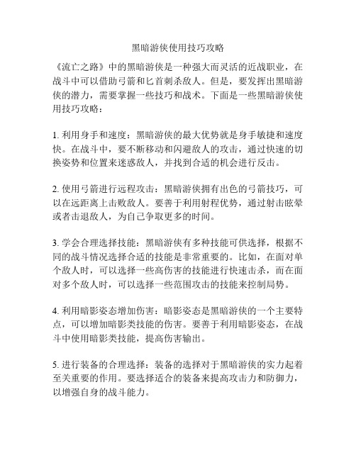黑暗游侠使用技巧攻略