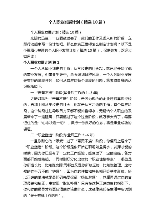 个人职业发展计划（精选10篇）