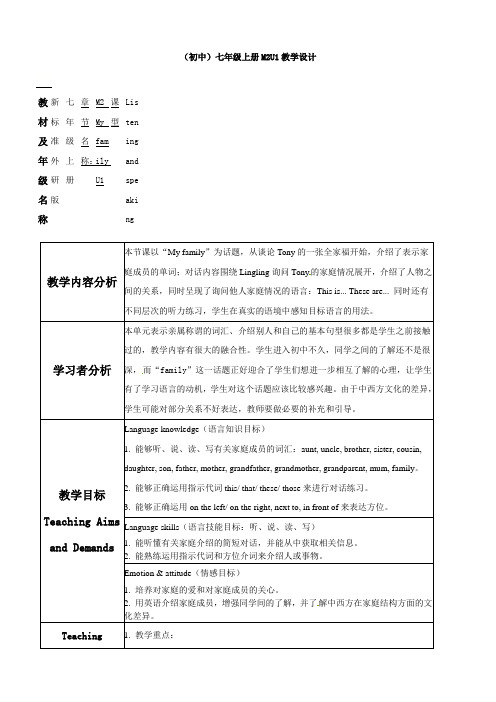 Module2Unit1教案-外研版七年级英语上册