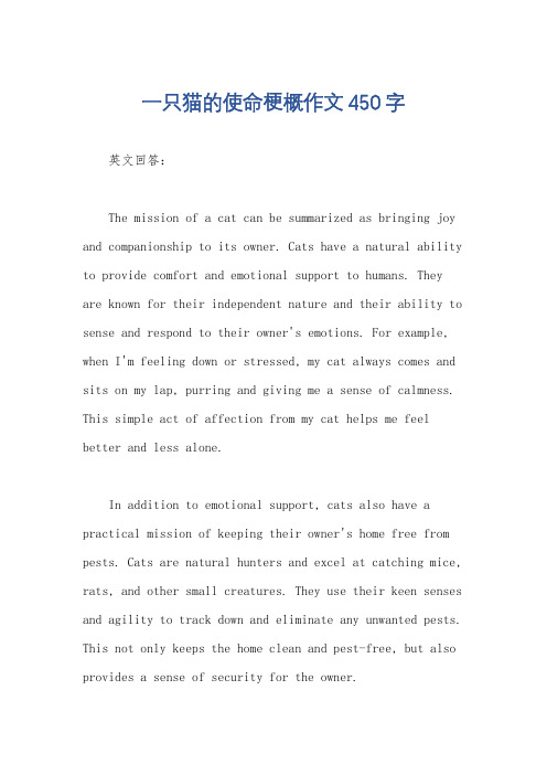 一只猫的使命梗概作文450字