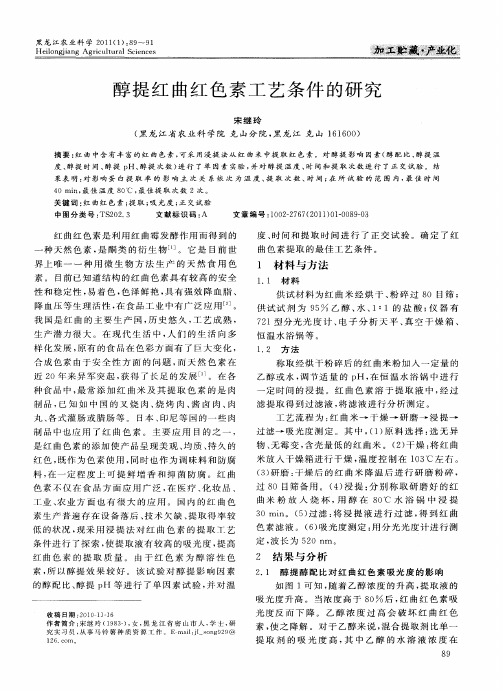 醇提红曲红色素工艺条件的研究