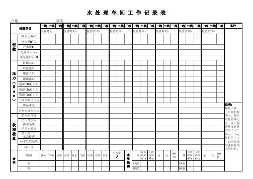 水处理车间工作记录表