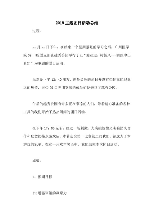 2018主题团日活动总结