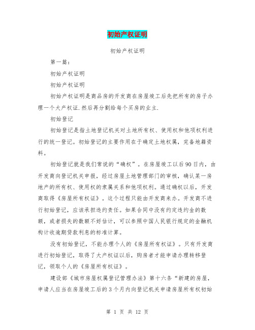 初始产权证明(完整版)