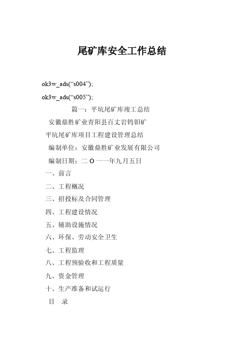 尾矿库安全工作总结