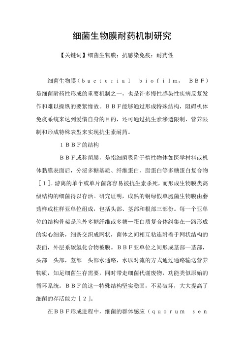 细菌生物膜耐药机制研究