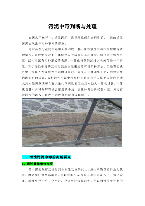 污泥中毒判断与处理
