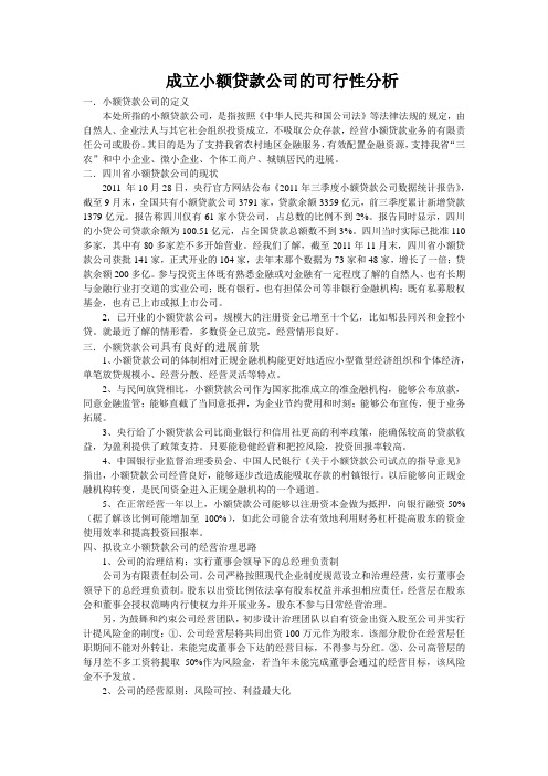 成立小额贷款公司的可行性分析