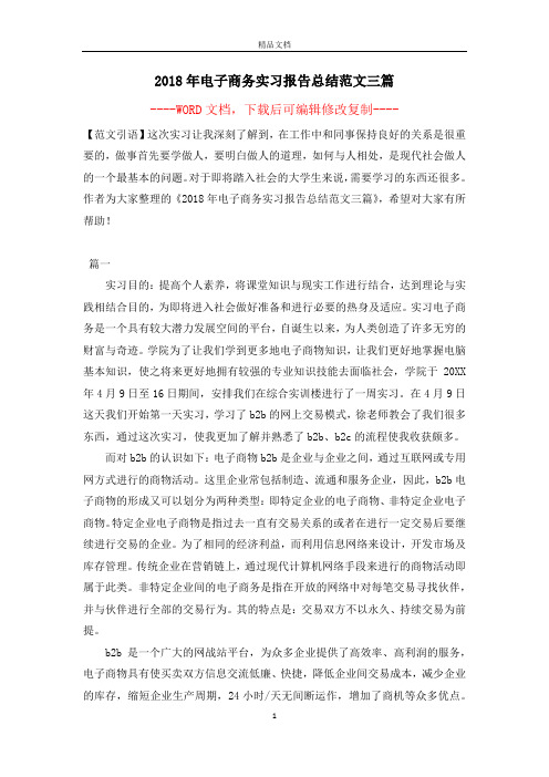 2018年电子商务实习报告总结范文三篇