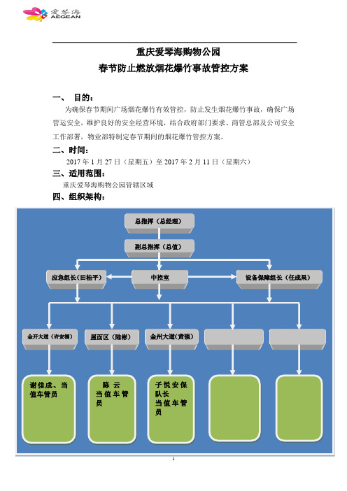 重庆爱琴海线购物公园2017年春节防止燃放烟花爆竹事故管控方案
