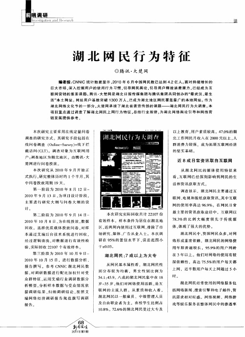 湖北网民行为特征