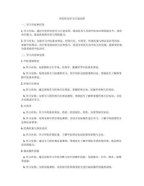 中医科室学习计划安排
