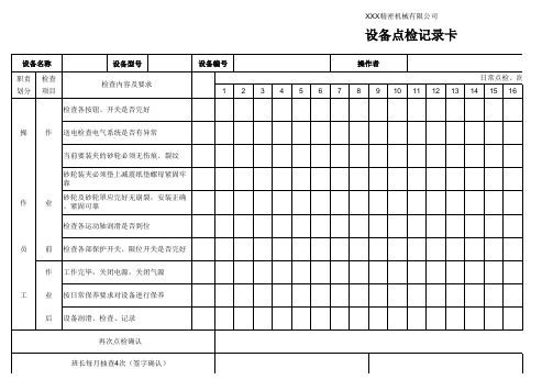 设备点检卡